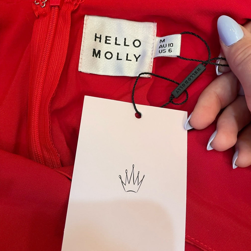 New with tags Hello Molly Red Dress Size Medium - Picture 6 of 9